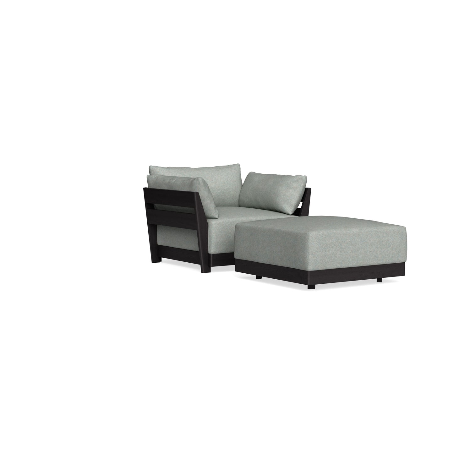 Modular Bondi Black Armchair + Ottoman in Spa | Classic Blend