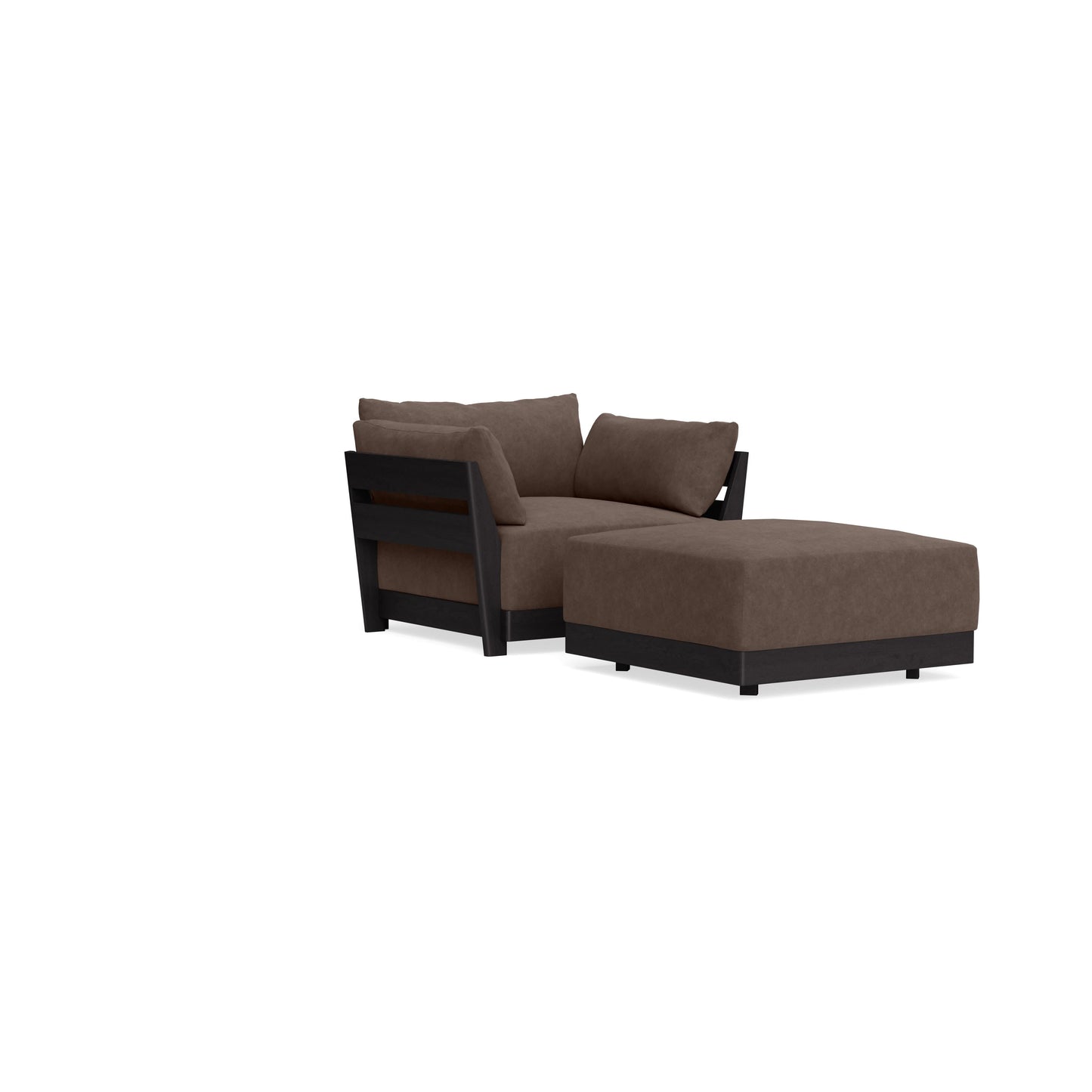 Modular Bondi Black Armchair + Ottoman in Chocolate | Classic Blend