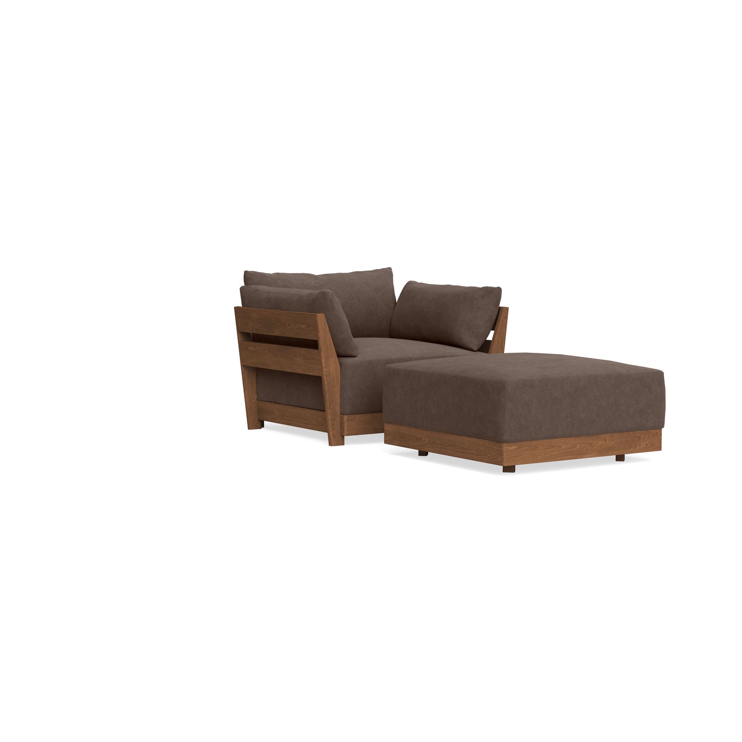 Modular Bondi Espresso Armchair + Ottoman in Chocolate | Memory Foam Blend