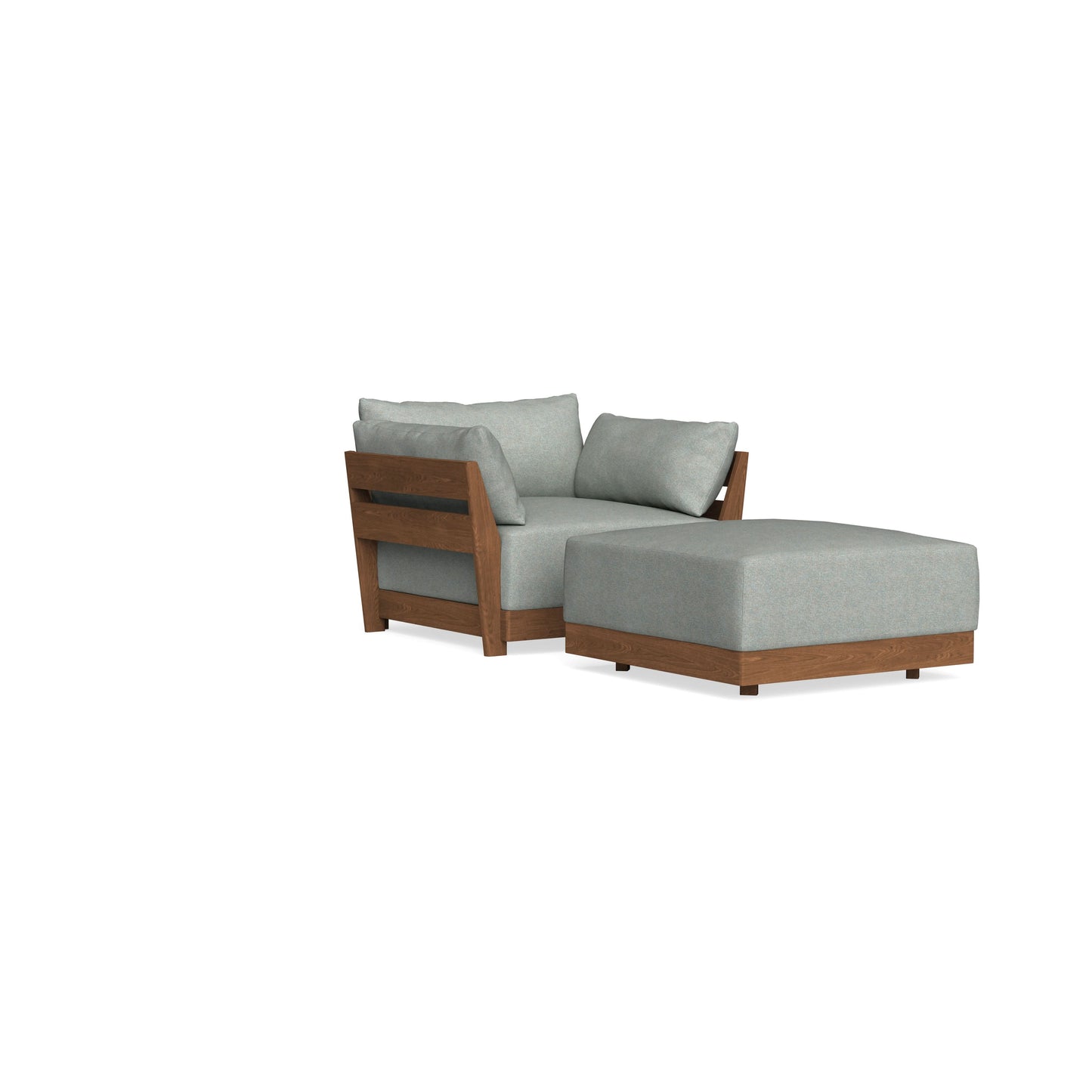 Modular Bondi Espresso Armchair + Ottoman in Spa | Memory Foam Blend
