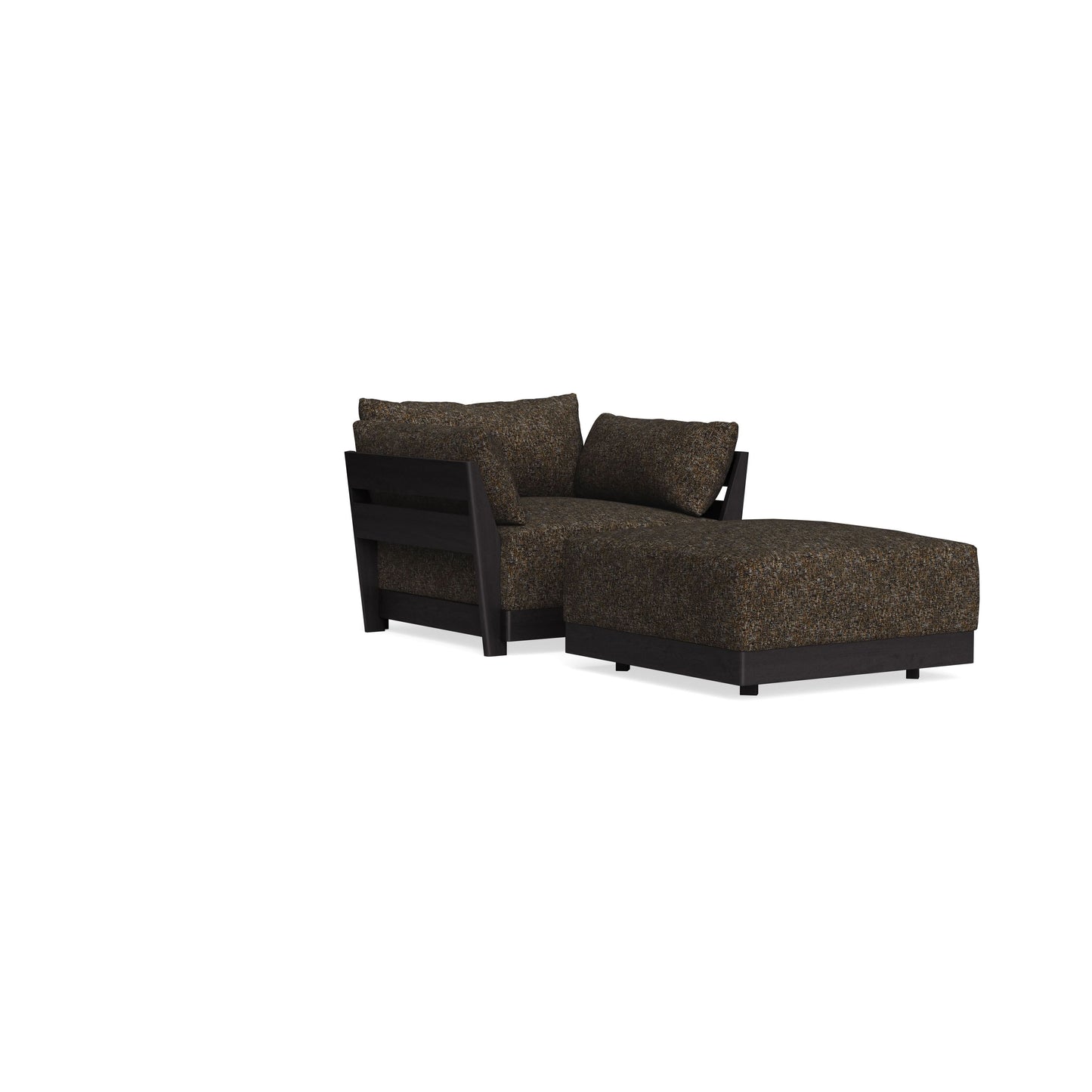 Modular Bondi Black Armchair + Ottoman in Phantom | Classic Blend