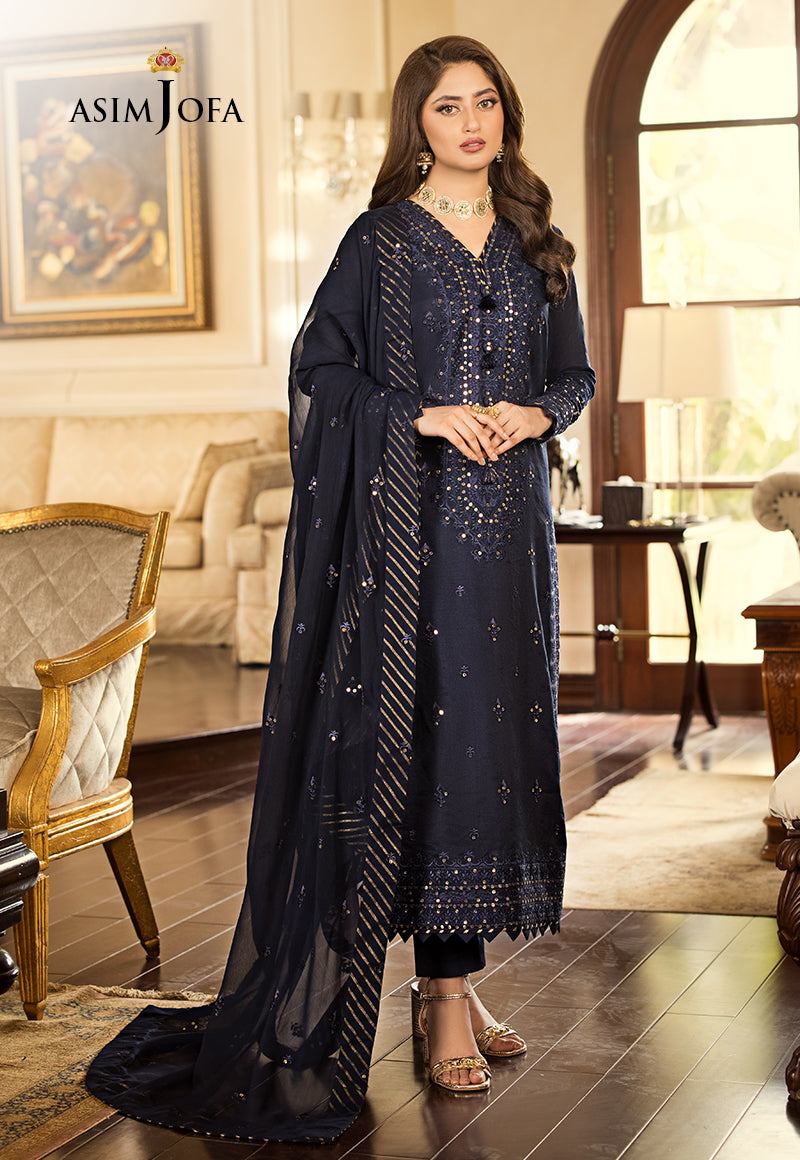 AJJM-16 EMBROIDERED CHANDERI COTTON 3 PCS