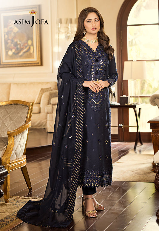AJJM-16 EMBROIDERED CHANDERI COTTON 3 PCS