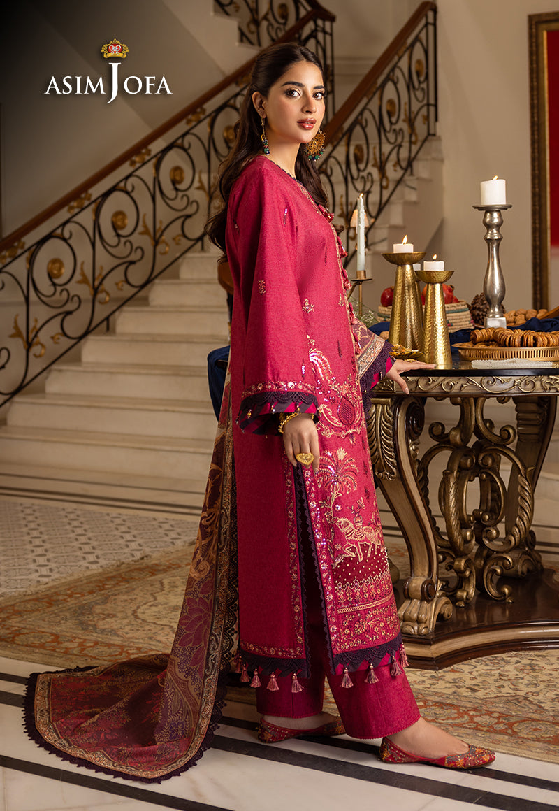 AJIWP-04 EMBROIDERED KARANDI 3 PCS STITCHED