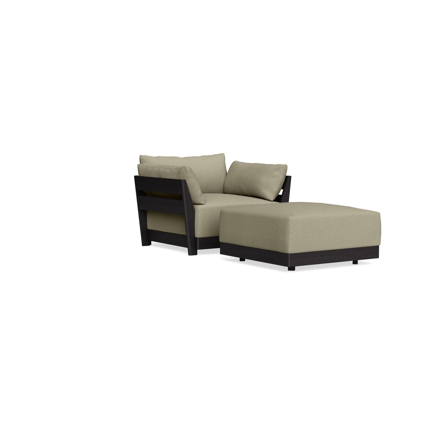 Modular Bondi Black Armchair + Ottoman in Cappuccino | Memory Foam Blend