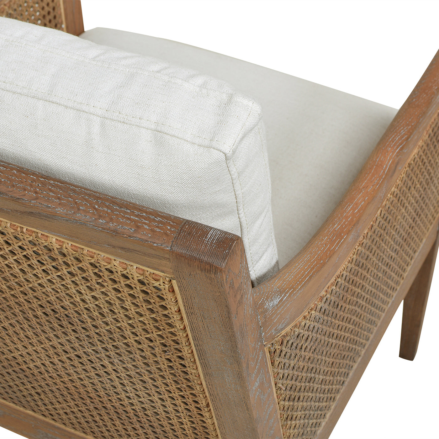 Wood & Rattan Accent Chair with Removable Cushion