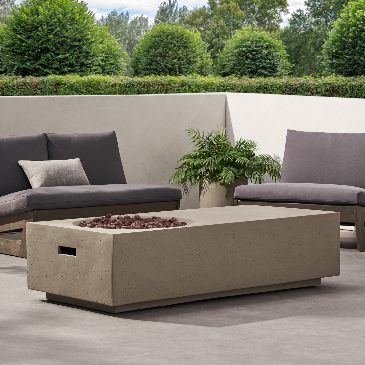 Outdoor Magnesium Oxide Firepit with Rectangle Shape