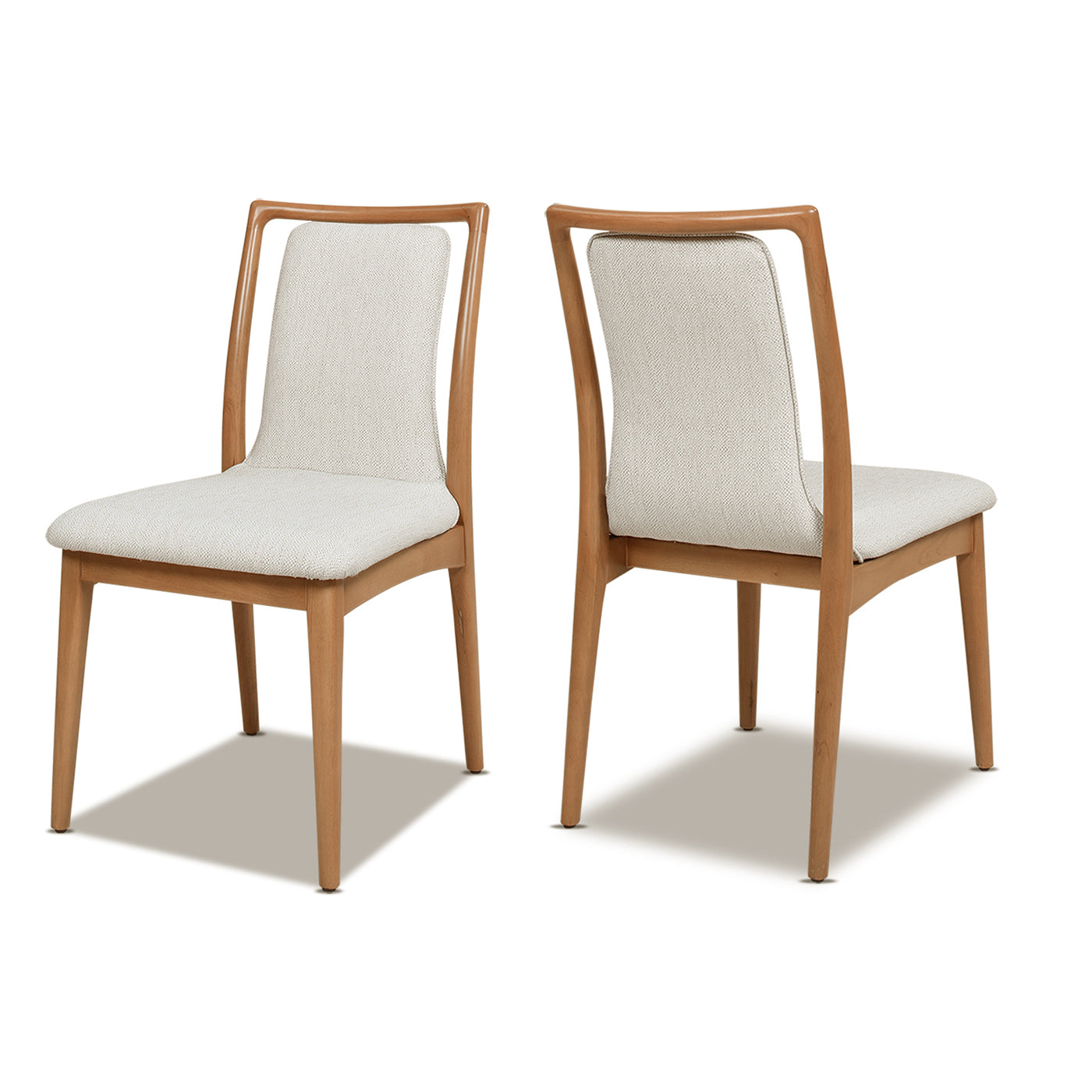 Upholstered Dining Chair with Rubberwood Frame and High Back, Set of 2