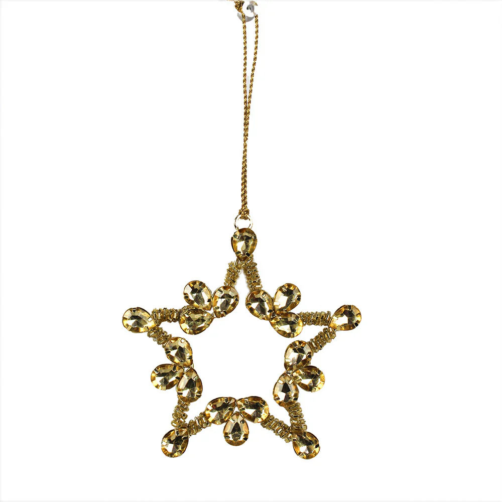 Beaded Snowflake & Star Christmas Ornaments, Set of 4