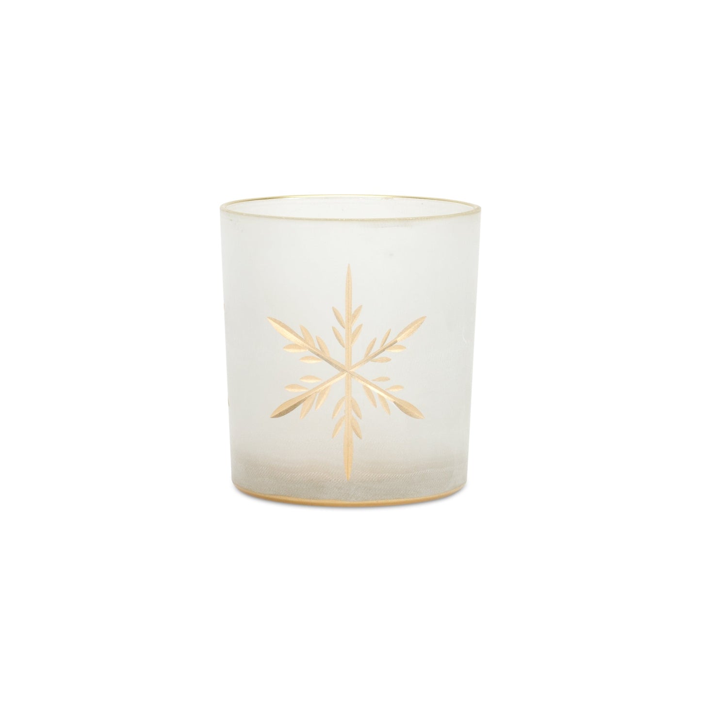 White Frosted Glass Snowflake Votive Candle Holder, Set of 3