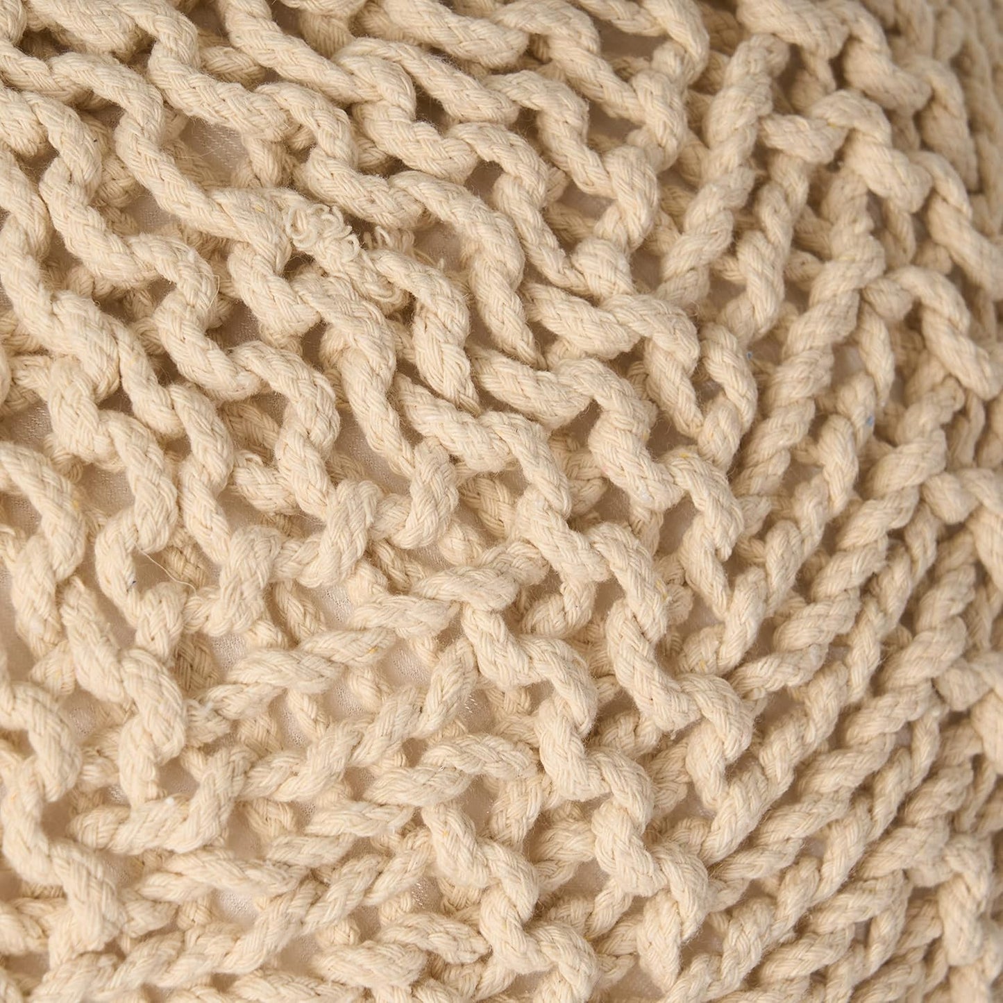 Claritys Round Pouf with Knit Weave Design