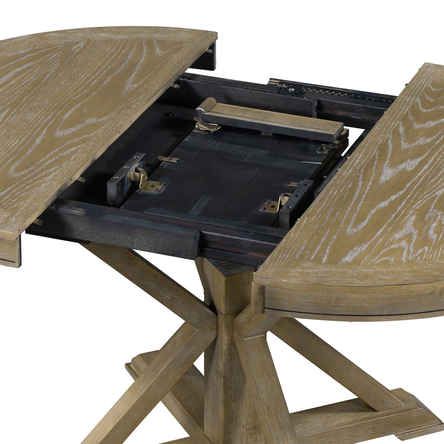 Melin Extendable Dining Table with Wood Frame and X-Shaped Base