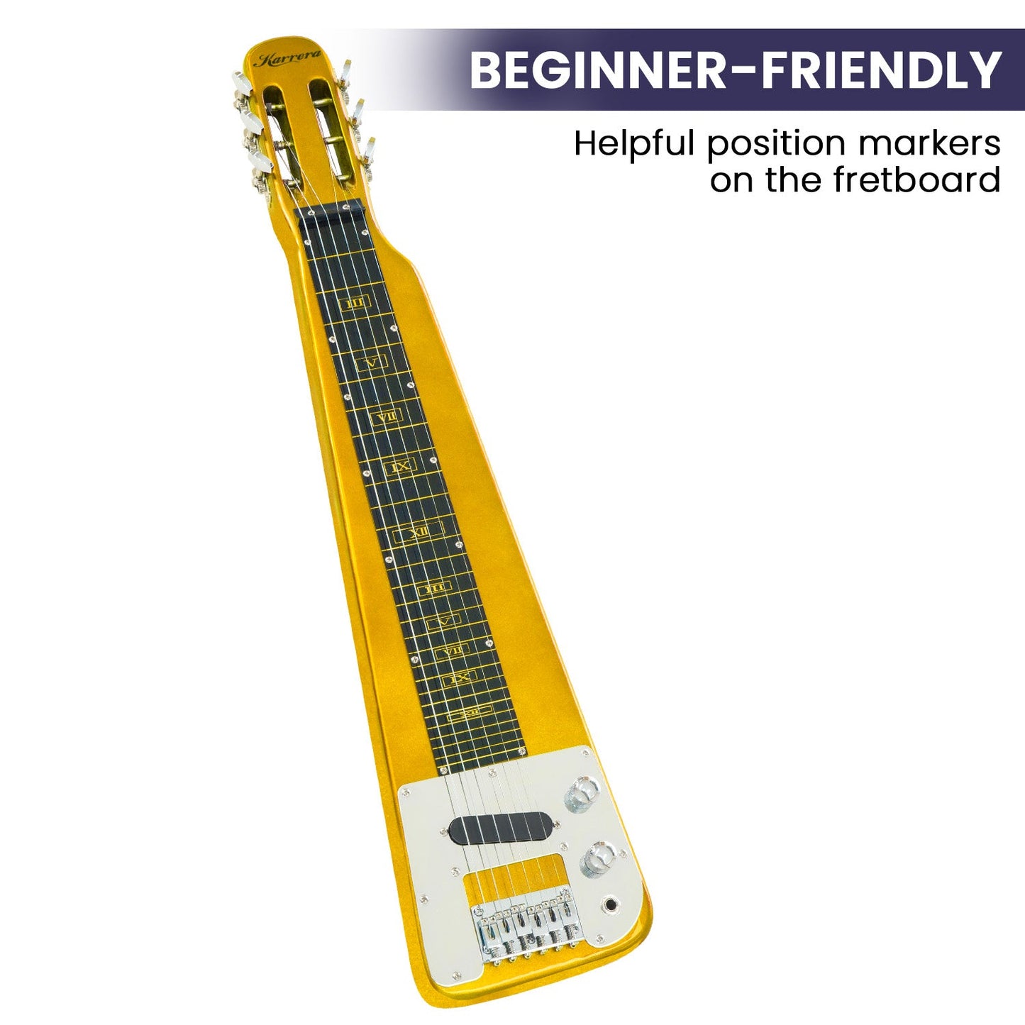 Karrera 29in 6-String Lap Steel Hawaiian Guitar (Metallic Gold)