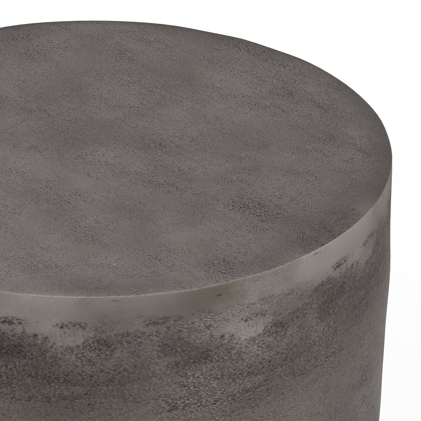 Drum-Shaped Metal Accent Table