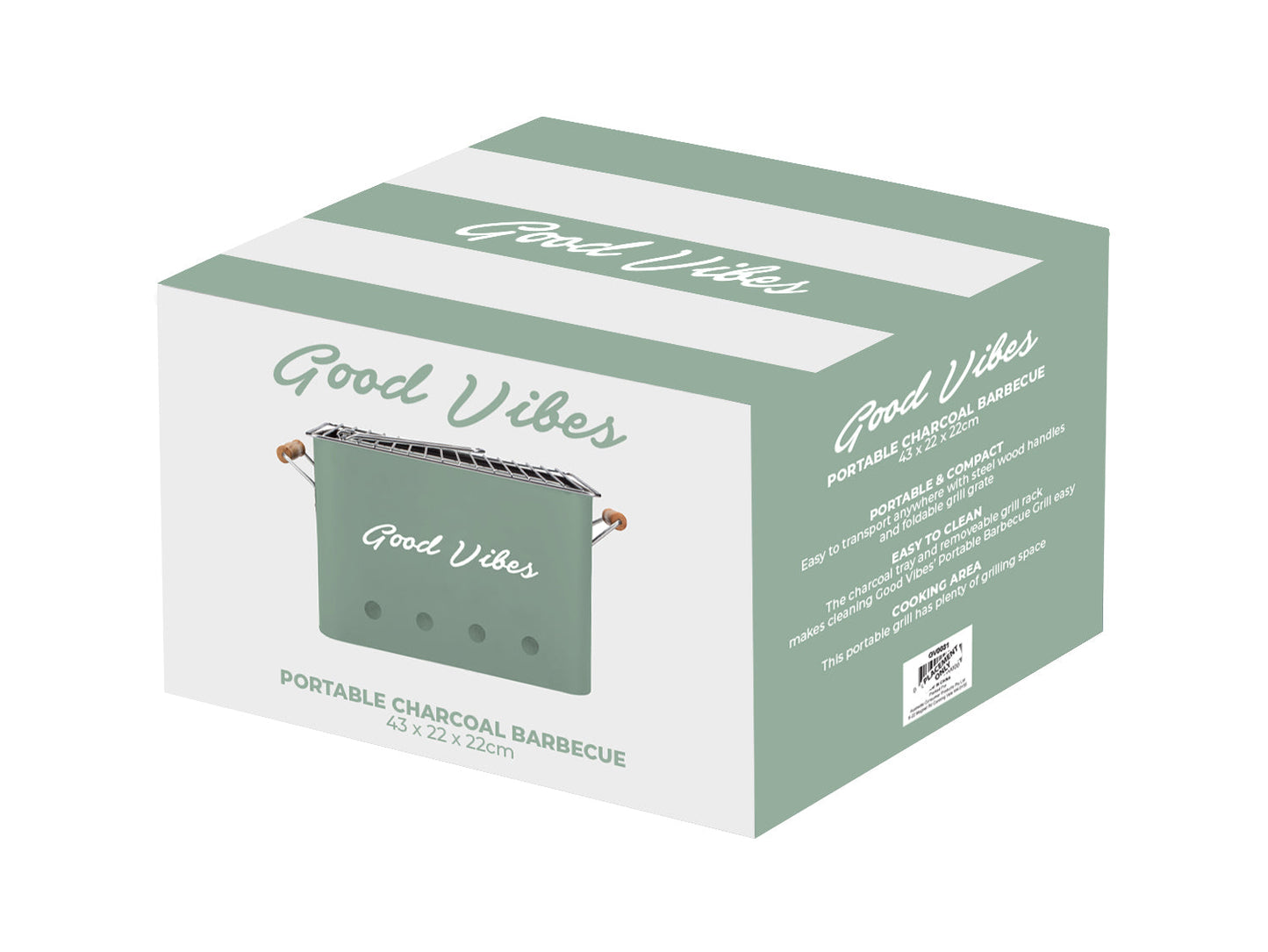 Good Vibes Hamptons Charcoal Portable BBQ Grill (Sage)