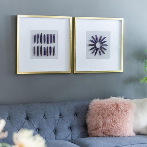 Grace Purple Agate Shadow Boxes Wall Art, Set of 2