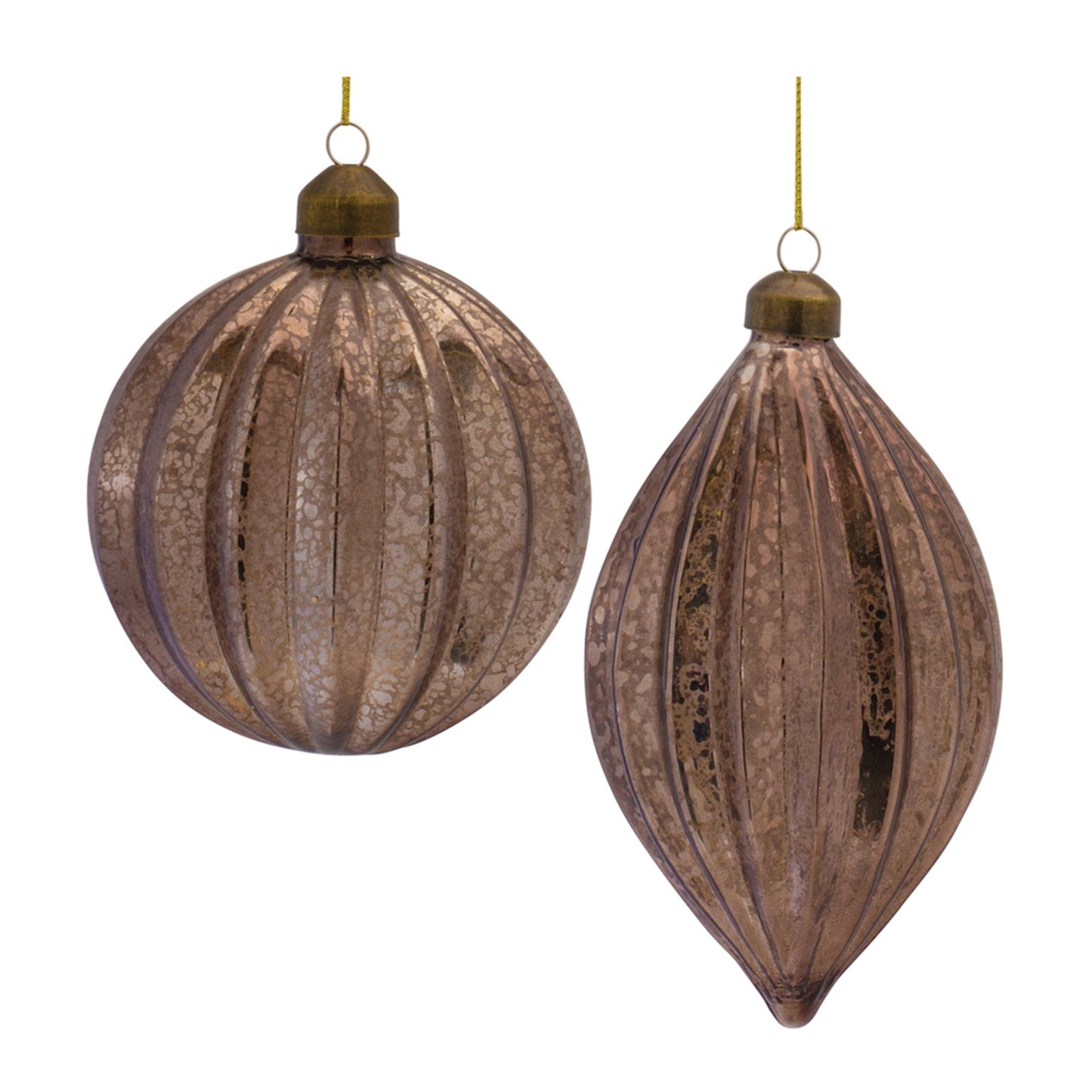 Ribbed Mercury Glass Ornament, Set of 6