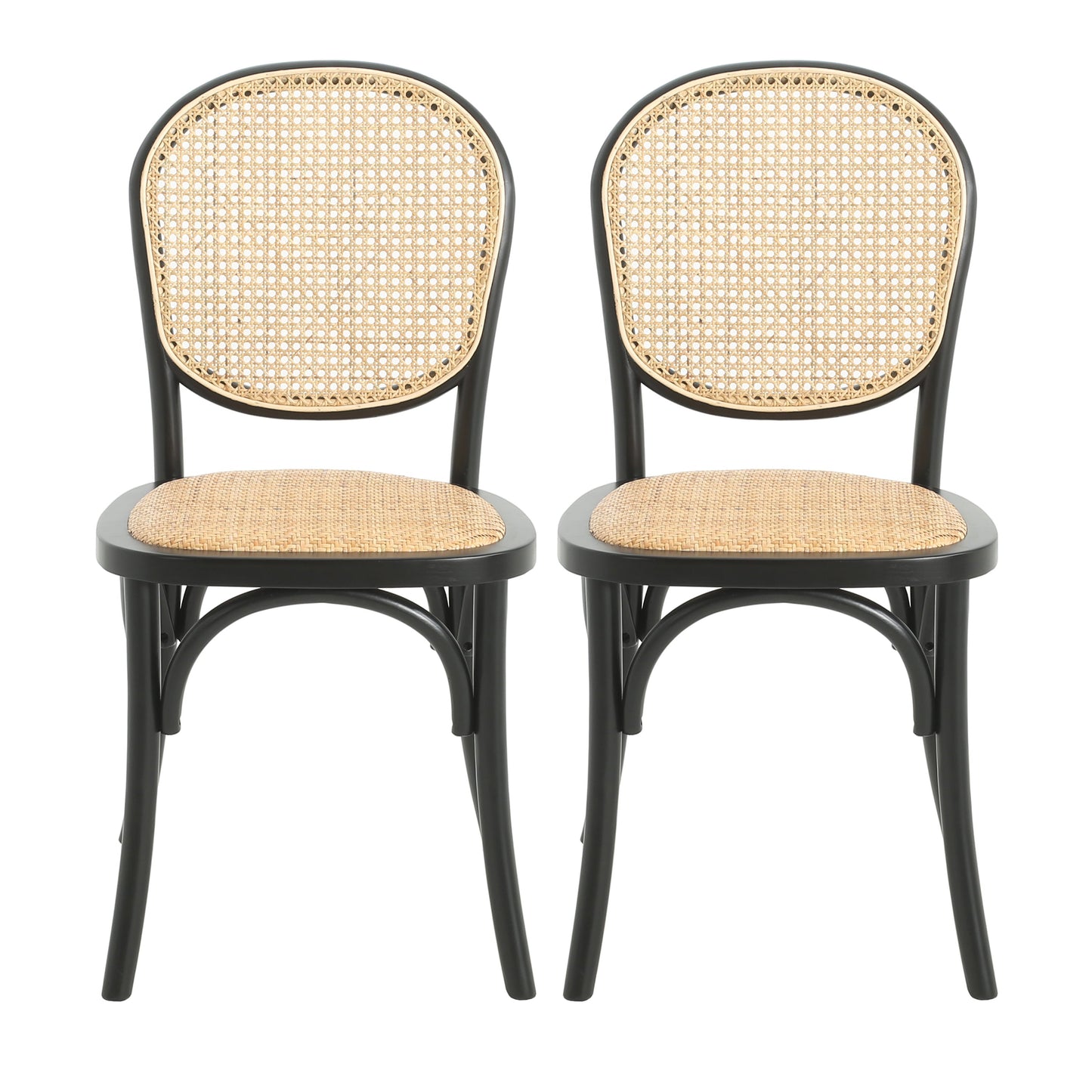 Qyros Dining Chair with Round Backrest and Curved Legs, Set of 2