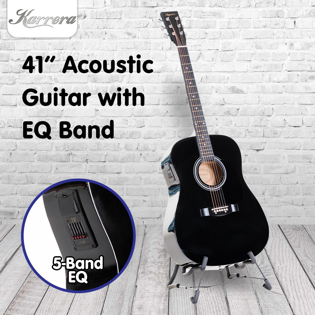 Karrera Electronic Acoustic Guitar 41in  (Black)