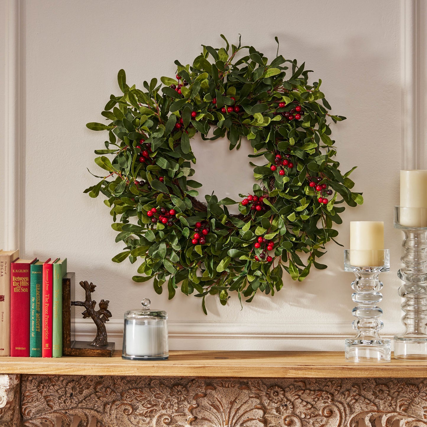 Zavin 25-inch Wreath Olive Leaf with Red Fruit