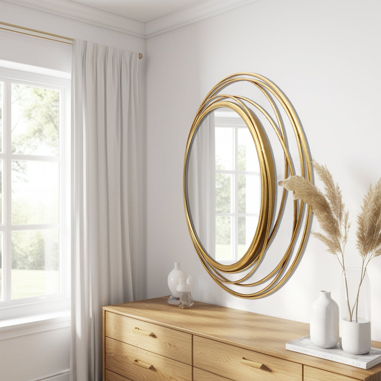 Circle Mirror with Wire Frame