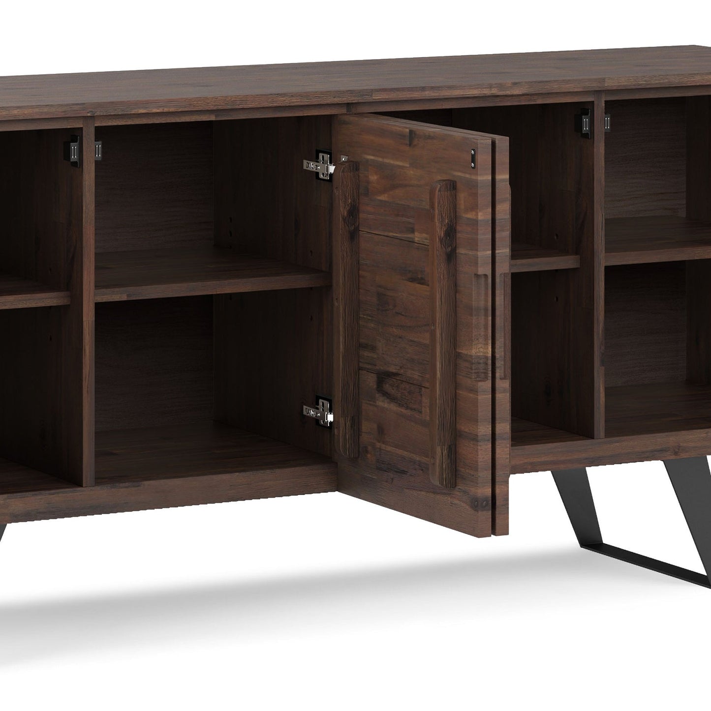Passage 4-Door Buffet Cabinet with 4 Adjustable Shelves and Metal Angled Legs