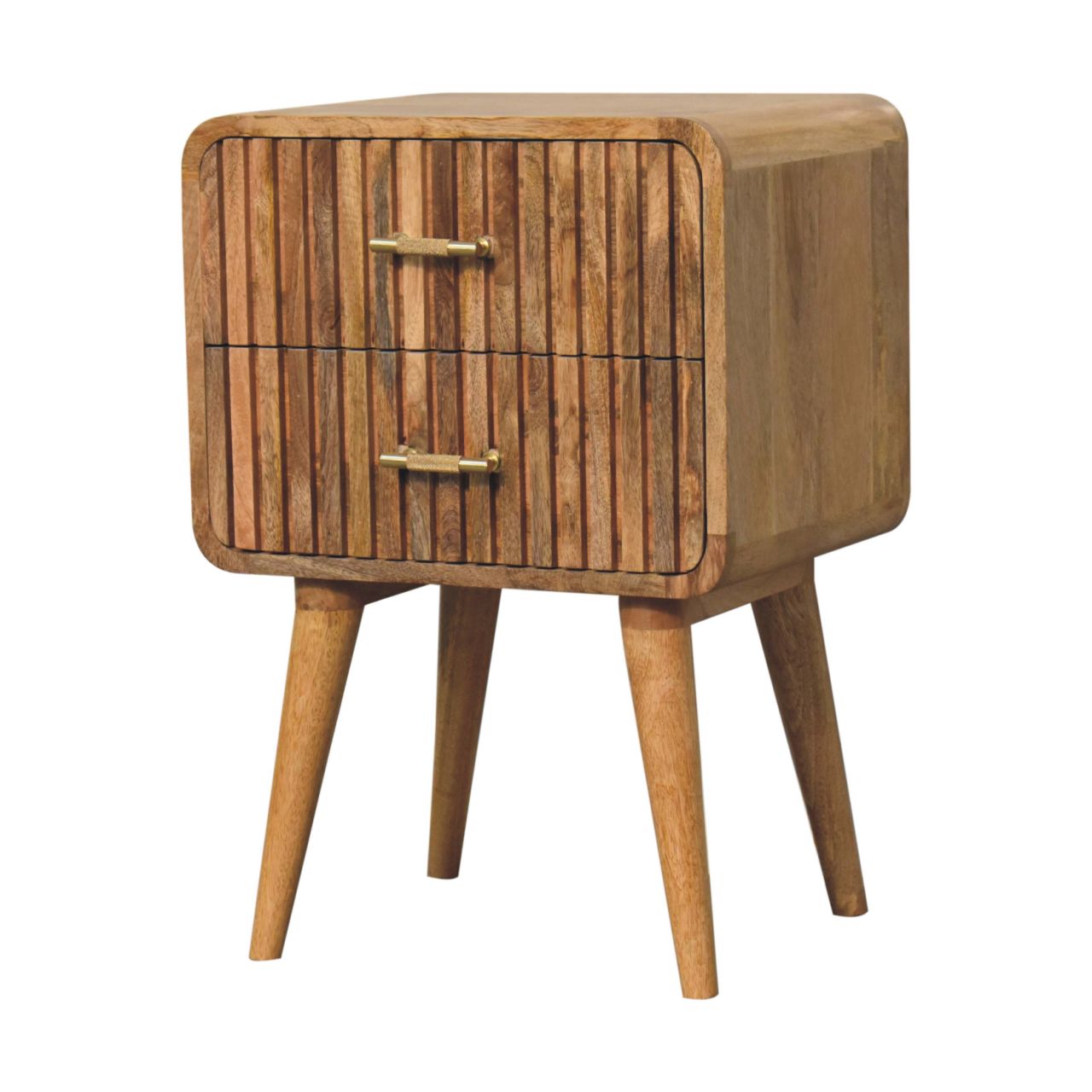 Architect Solid Wood Nightstand with 2 Drawers and Tapered Legs