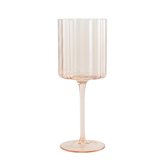Jeanne Fitz Scalloped Rim Fluted Wine Glass, Set of 4, 12oz, Amber
