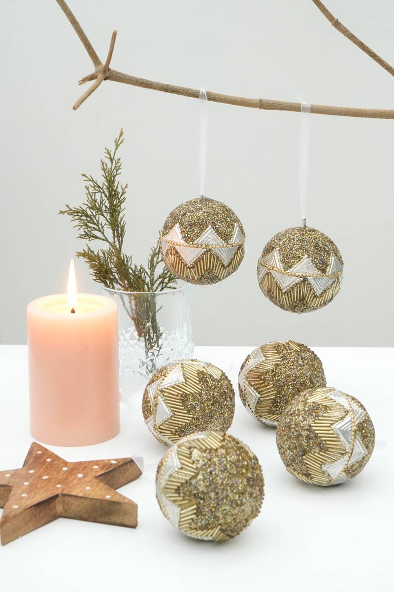 Hanging Shellac Ornaments, Set of 4