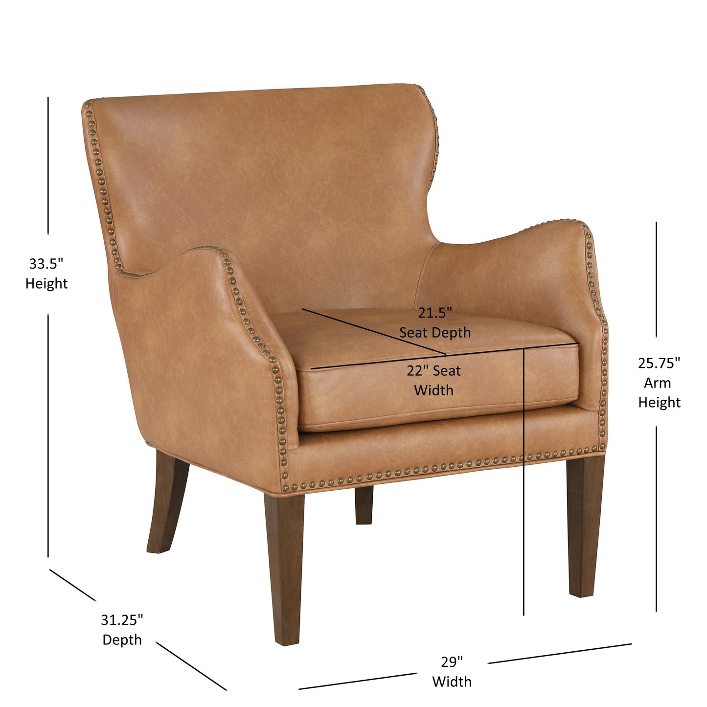 Erythrite Upholstered Accent Chair with Nailhead Trim and Removable Cushion