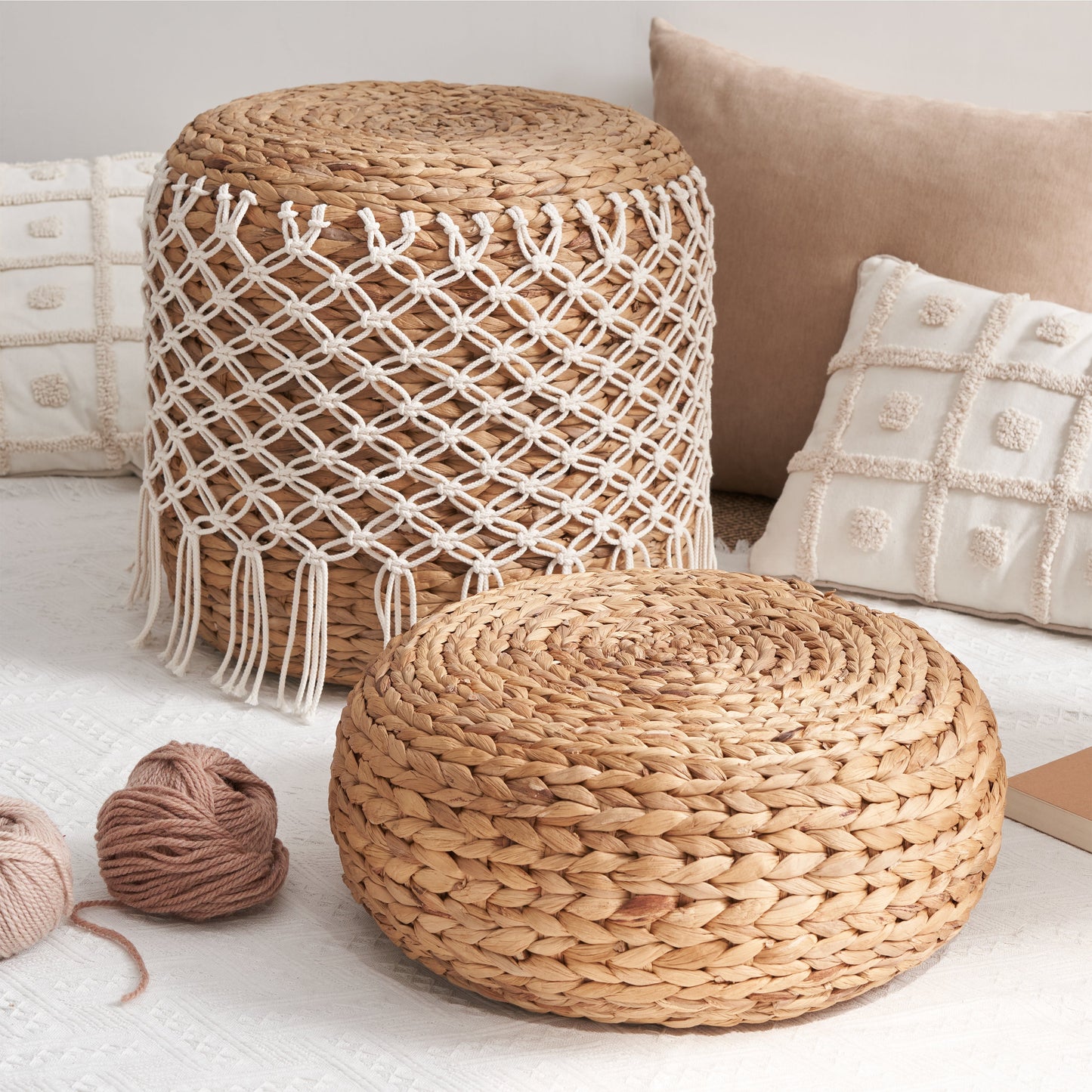 Woven Tatami Floor Cushion with Round Shape