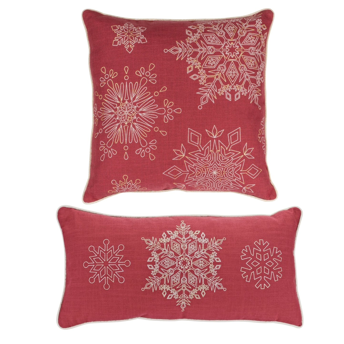 Bead Embroidered Snowflake Pillow, Set of 2