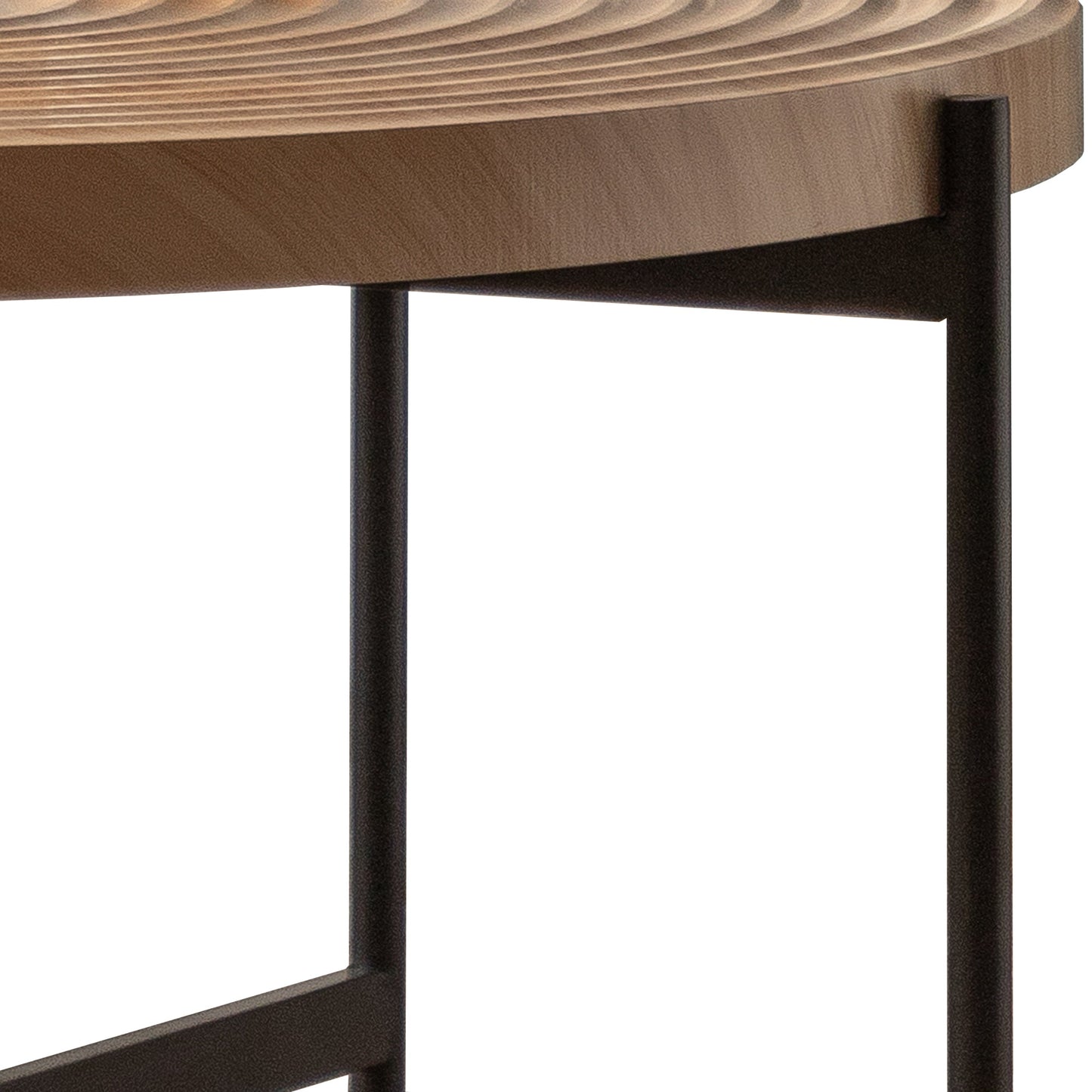 Coffee Table with Round Tabletop and Cross Metal Base, Set of 2