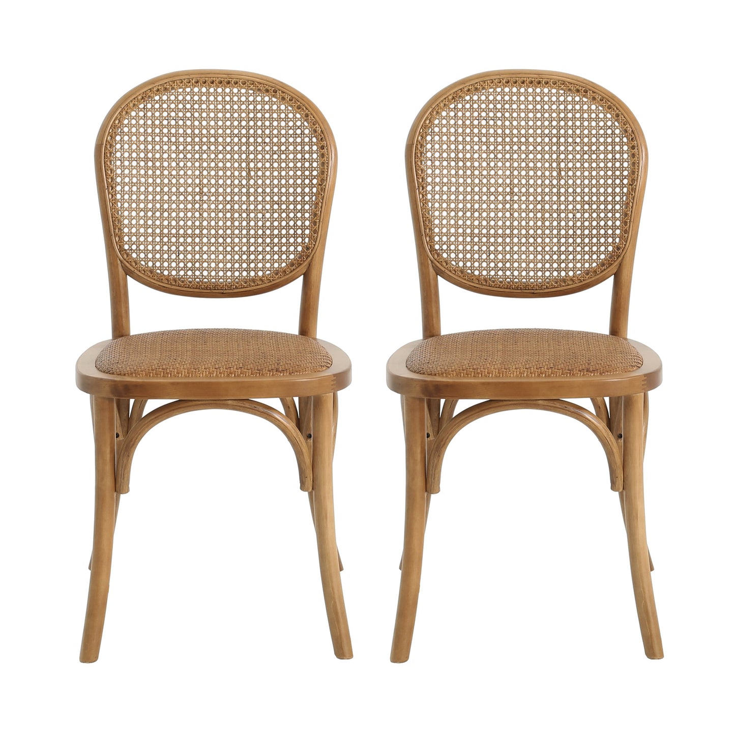 Qyros Dining Chair with Round Backrest and Curved Legs, Set of 2