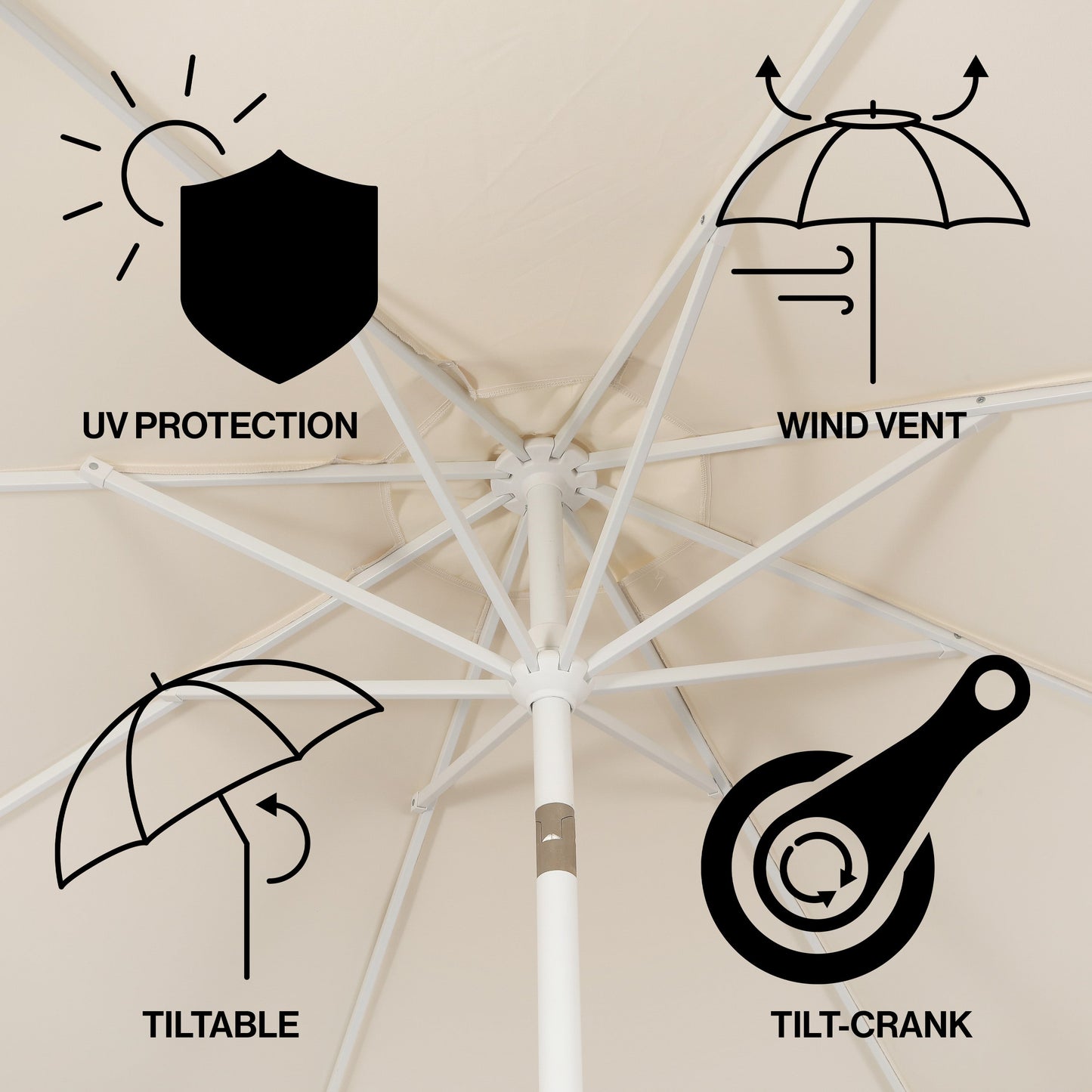Tracy Classic MidCentury Scalloped Fringe Market Patio Umbrella with Auto-Tilt
