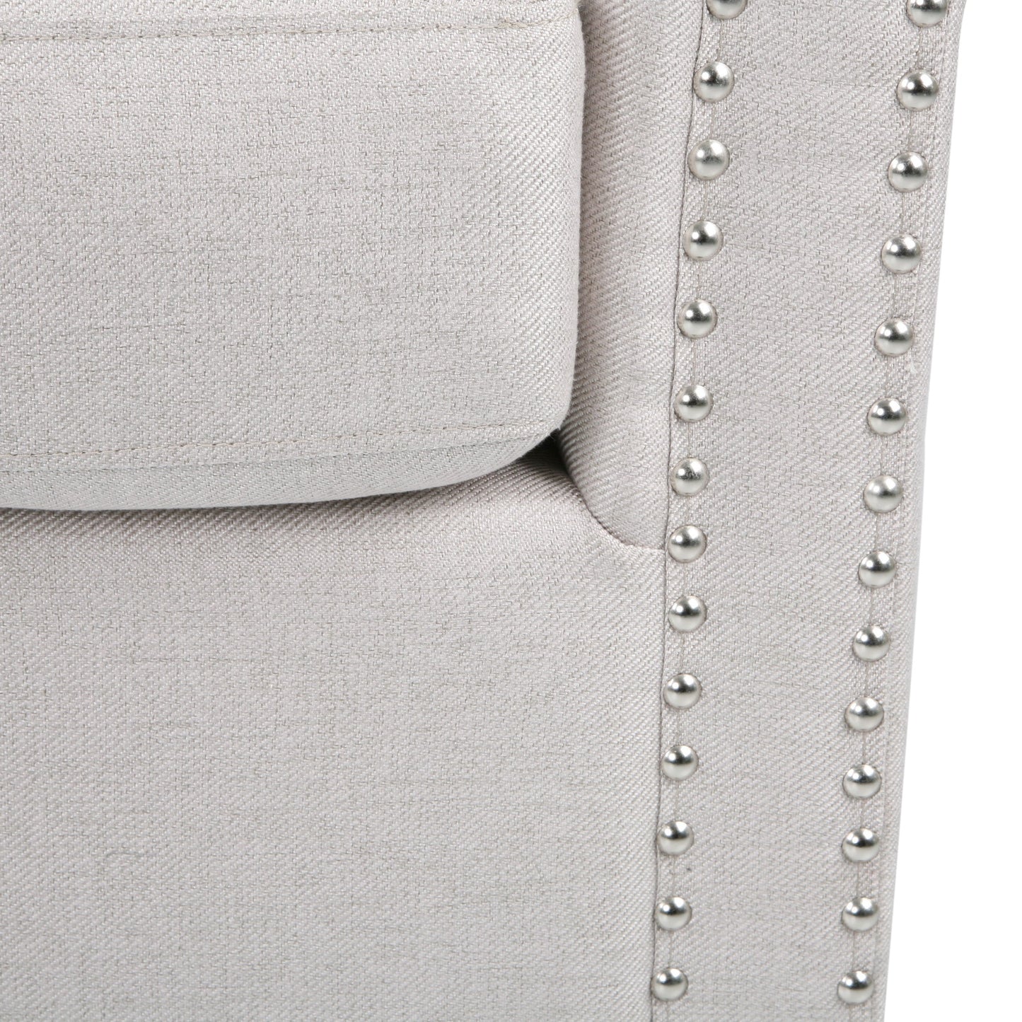 Riverbed Upholstered Swivel Chair with Nailhead Trim and Sloped Arms