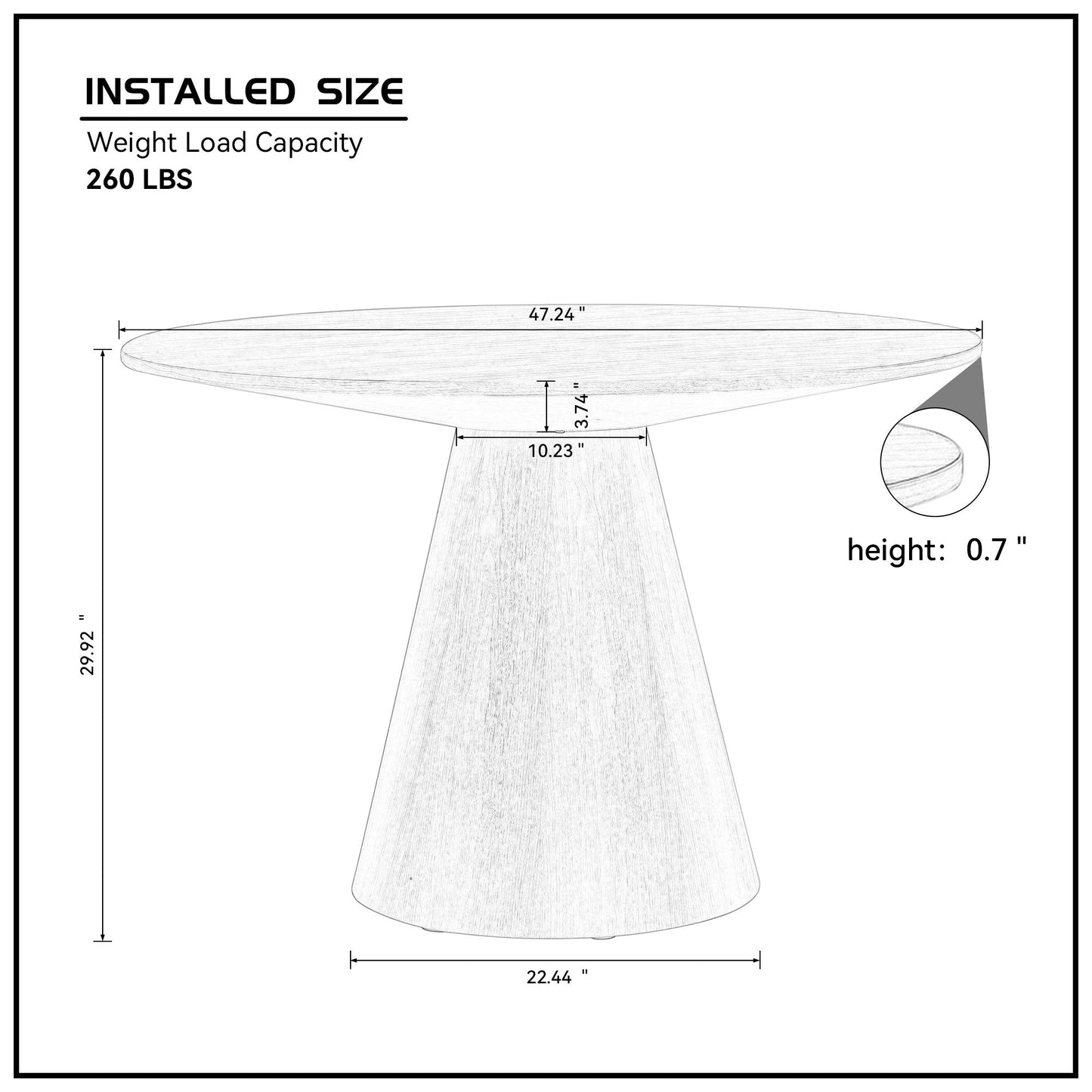 Aquatica Dining Table with Circular Tabletop and Pedestal Base