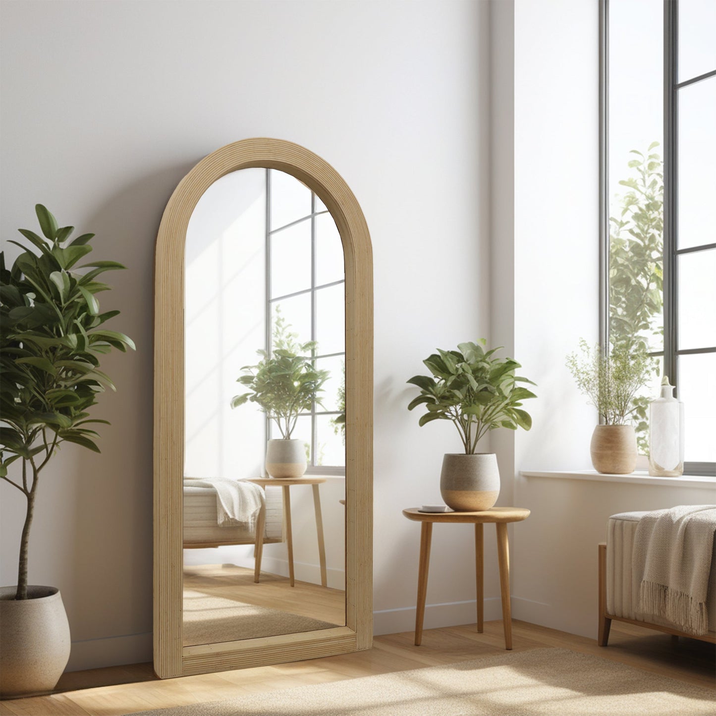 Arched Bamboo Wall Mirror