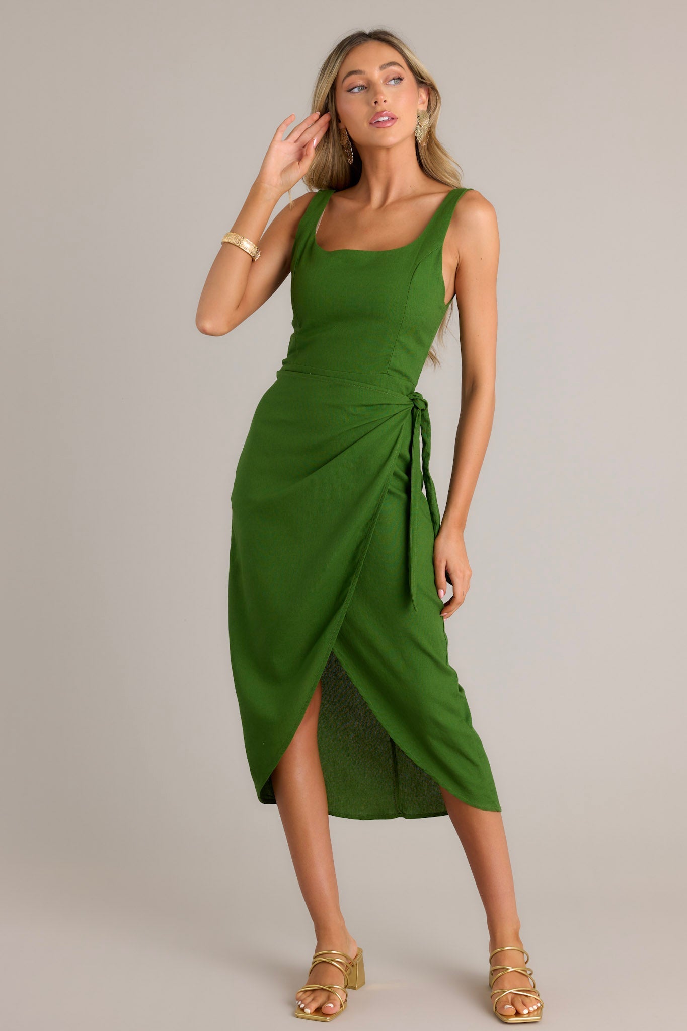 Cardinal Couture Green Midi Wrap Dress