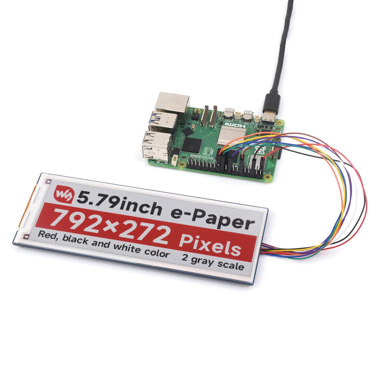 5.79" Red/Black/White E-Paper Module (792 x 272)