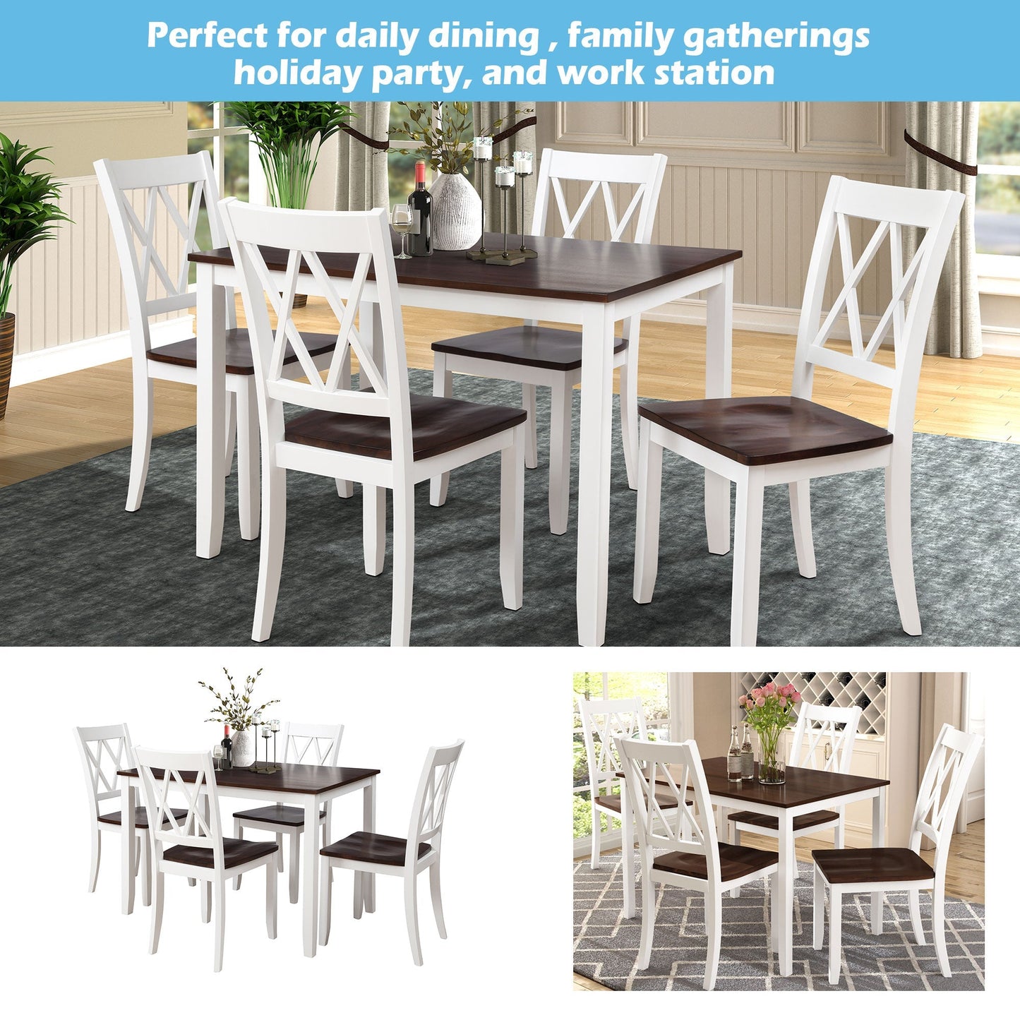 5-Piece Dining Table Set with 4 Dining Chair