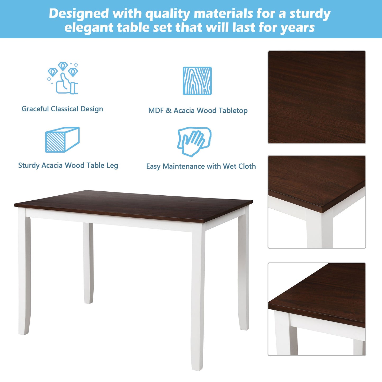 5-Piece Dining Table Set with 4 Dining Chair