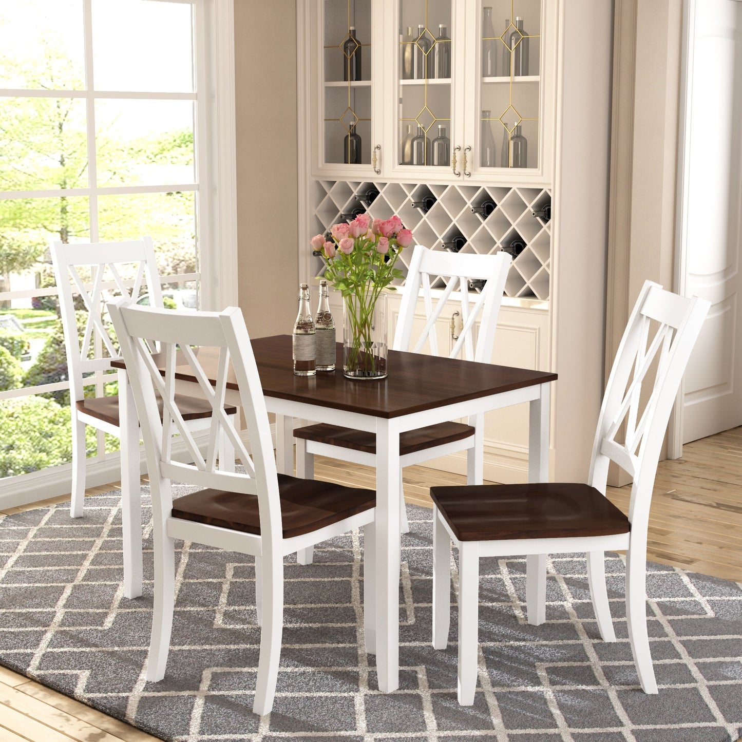 5-Piece Dining Table Set with 4 Dining Chair