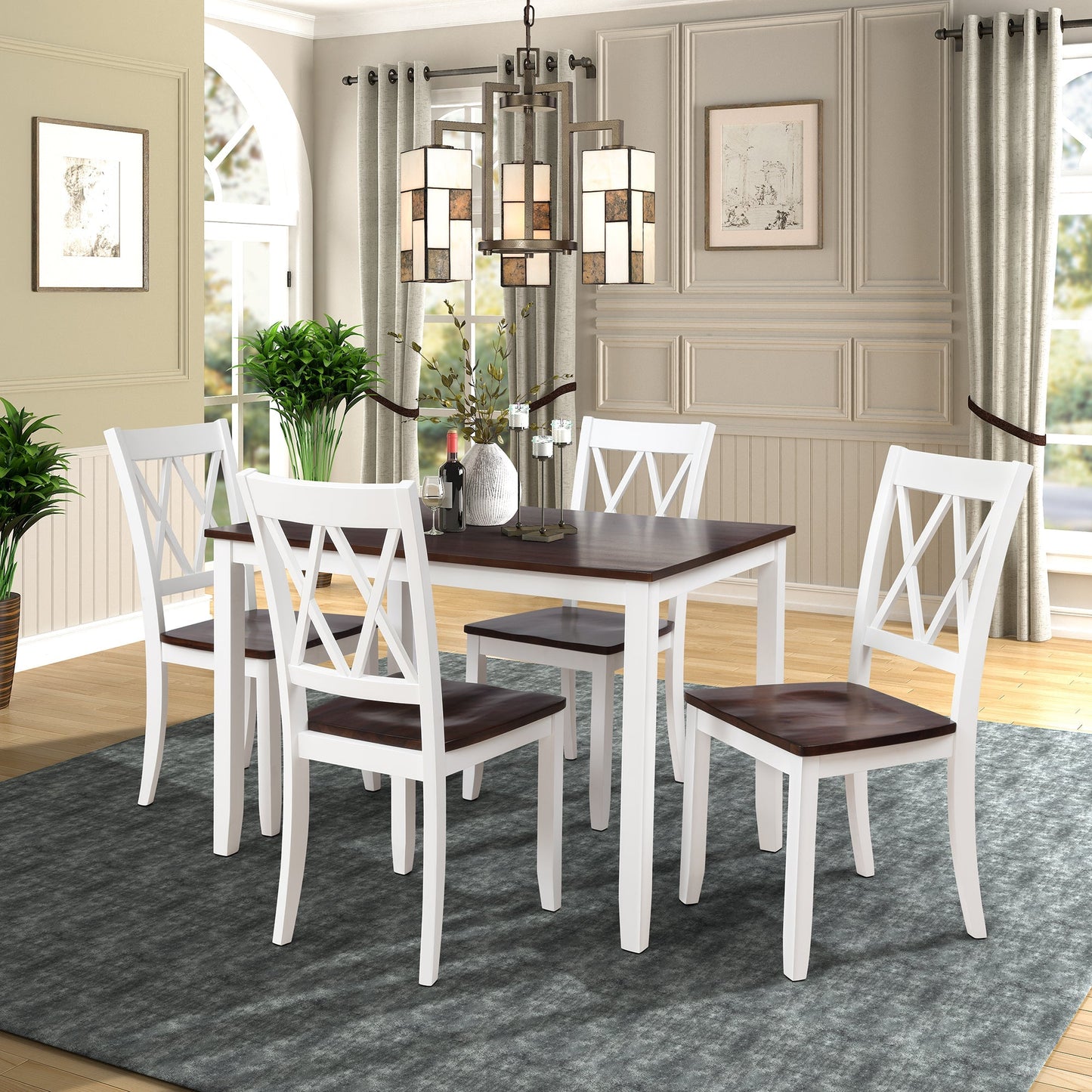 5-Piece Dining Table Set with 4 Dining Chair