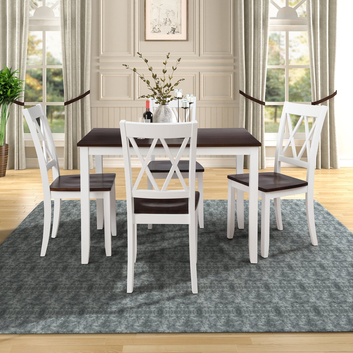 5-Piece Dining Table Set with 4 Dining Chair