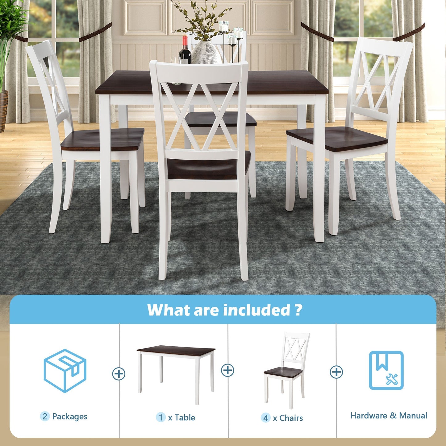 5-Piece Dining Table Set with 4 Dining Chair