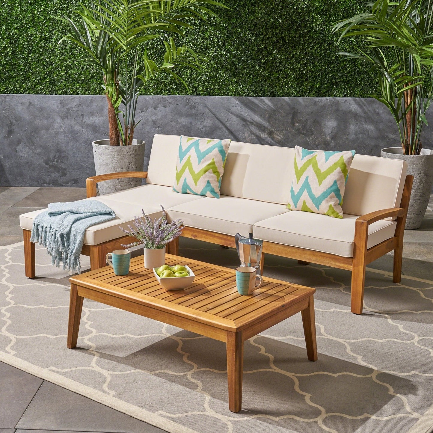 5-Piece Outdoor Sofa Set with Coffee Table and Water-resistant Cushions