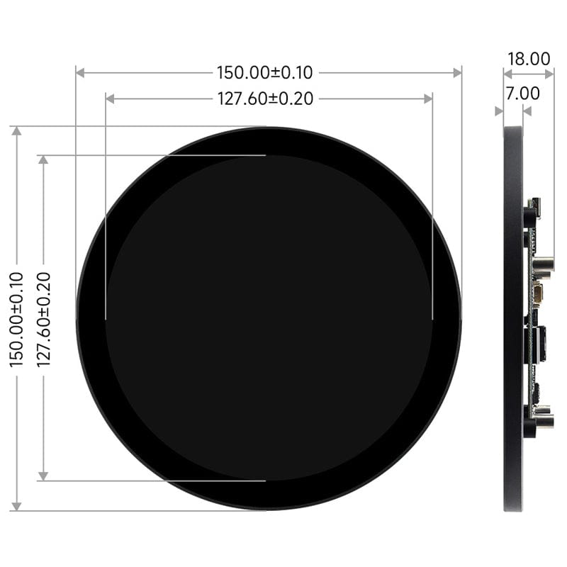 5" Round IPS HDMI Touch Display for Raspberry Pi (1080x1080)
