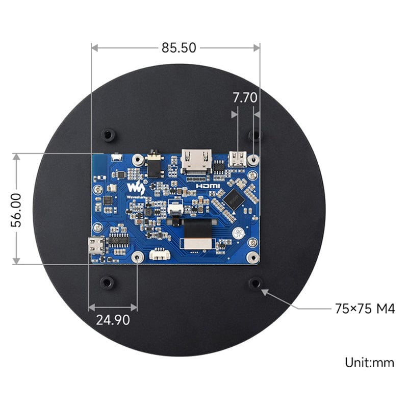 5" Round IPS HDMI Touch Display for Raspberry Pi (1080x1080)