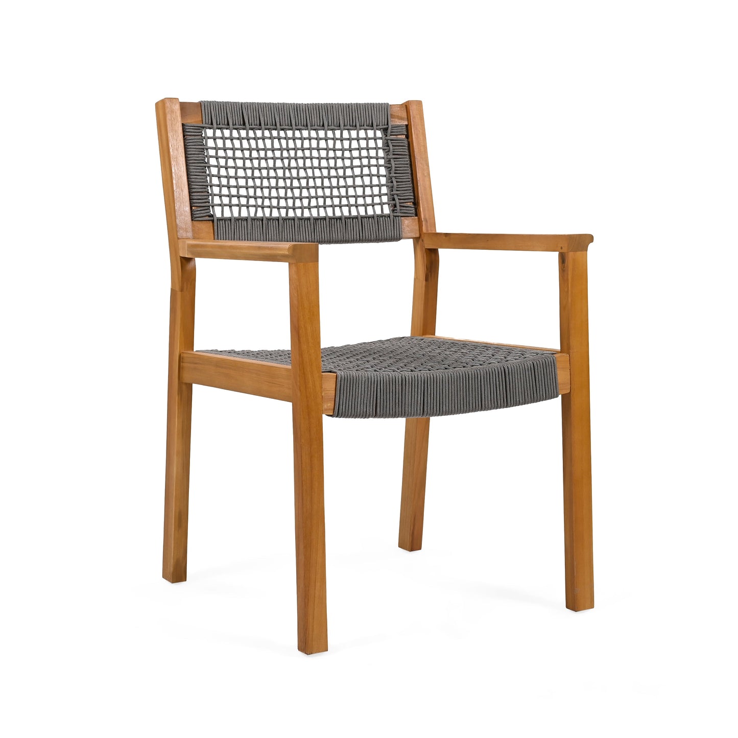 Belladom Wood and Rope Dining Chair with Open Back, Set of 2